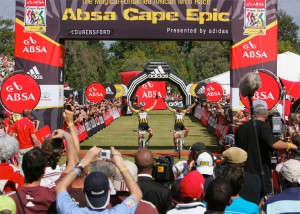 Stefan Sahm and Karl Platt of team Bulls 1 celbrating their overall win on the final stage of the 2010 Stefan Sahm and Karl Platt of team Bulls 1 celbrating their overall win on the final stage of the 2010