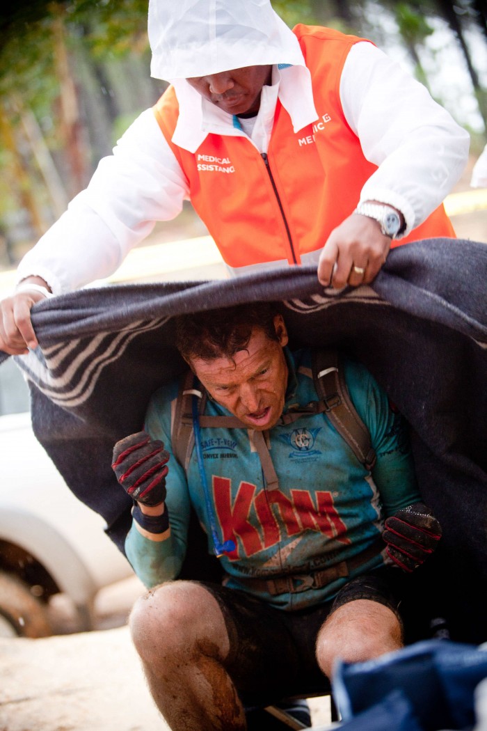 Mark Hardy, from Manly Warringah MTB Club, suffers in the cold at Water Point 2. Photo by Karin Schermbrucker/Cape Epic/SPORTZPICS Mark Hardy, from Manly Warringah MTB Club, suffers in the cold at Water Point 2. Photo by Karin Schermbrucker/Cape Epic/SPORTZPICS
