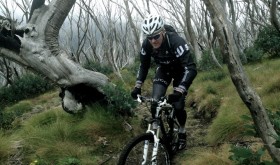 Sam Moorhouse playing around in Mt Buller. Photo: Tom Joynt