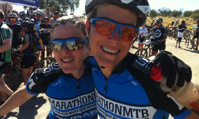 Subaru-MarathonMTB Team mates Kath and Naomi