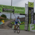 Hynek crosses the line as winner of Stage 1at the Alpen Tour Trophy. He took the overall honours too. Photo: Regina Stanger