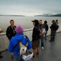 Riders chat on the ferry ride across to Vancouver Island