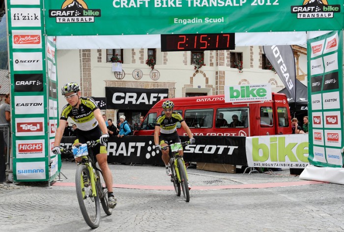 Winners of stage 4, Robert Mennen (GER) and Alban Lakata (AUT) of Topeak Ergon Racing © Craft Bike Transalp/Peter Musch Winners of stage 4, Robert Mennen (GER) and Alban Lakata (AUT) of Topeak Ergon Racing © Craft Bike Transalp/Peter Musch