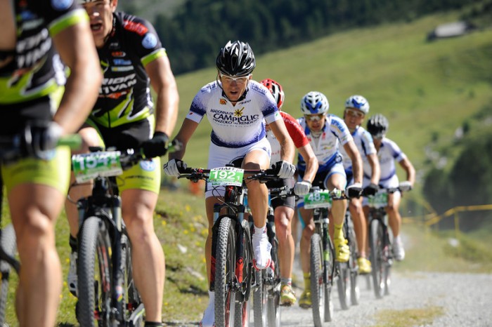 A leading group on stage five. © Craft Bike Transalp/Peter Musch A leading group on stage five. © Craft Bike Transalp/Peter Musch