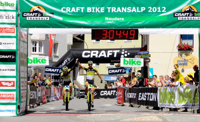Alban Lakata and Robert Mennen claimed their second successive stage win. © Craft Bike Transalp/Peter Musch Alban Lakata and Robert Mennen claimed their second successive stage win. © Craft Bike Transalp/Peter Musch