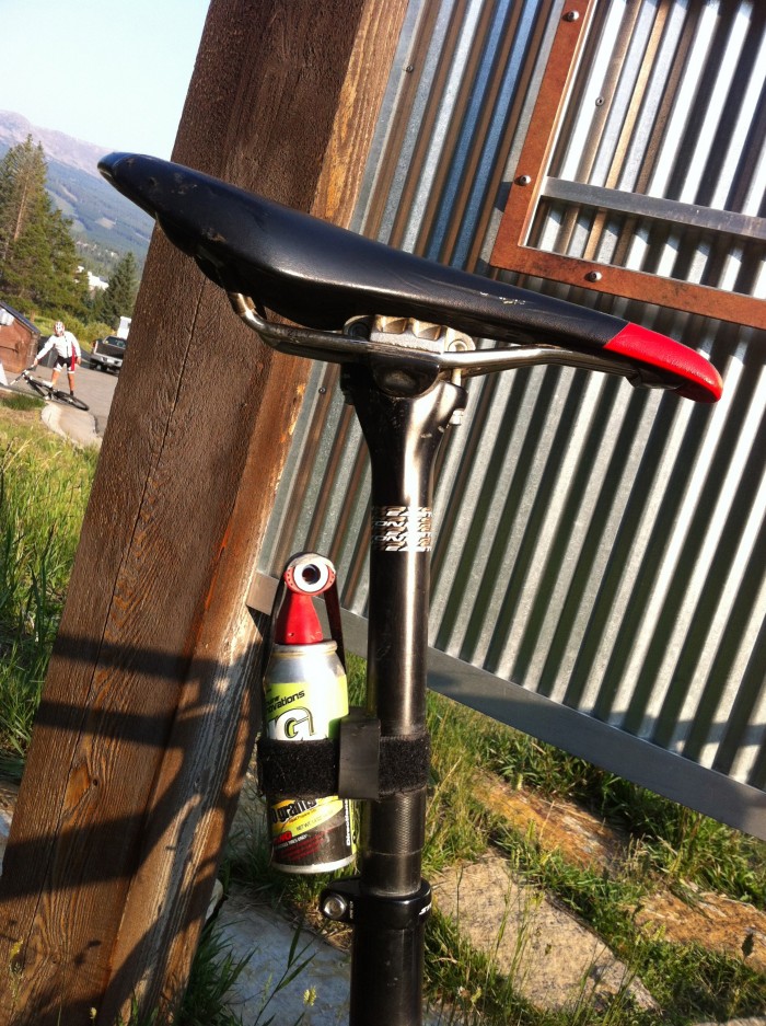 Long legs require long seat posts. Brady Kappius, like most Breck Epic racers, carried a Big Air for flat repair. 29er tyres need volume. Long legs require long seat posts. Brady Kappius, like most Breck Epic racers, carried a Big Air for flat repair. 29er tyres need volume.