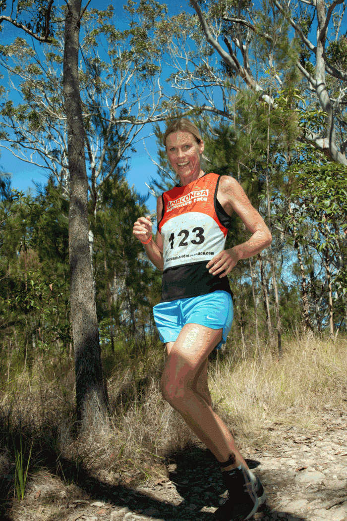 Leslie Saunders-Webb 'enjoying' the beautiful 14km run leg Anaconda Noosa Leslie Saunders-Webb 'enjoying' the beautiful 14km run leg Anaconda Noosa