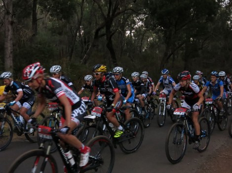 Lights could have proven useful for the start of the Elite Women's race at the Kona Odyssey! Photo: Andrew Davison