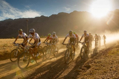 There was lots of sand and dry conditions in South Africa. The lead bunch during stage 2 of the 2013 Absa Cape Epic Photo by Greg Beadle/Cape Epic/SPORTZPICS