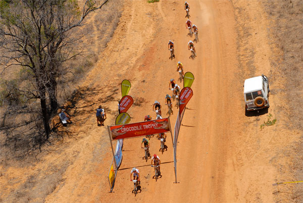 The finish of stage six at the 2008 Crocodile Trophy mountain bike race