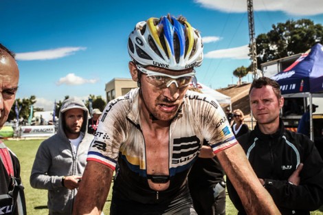 A face of the race: Frenchman Thomas Dietsch after the finish at a stage of the ABSA Cape Epic. Photo: Sportograf