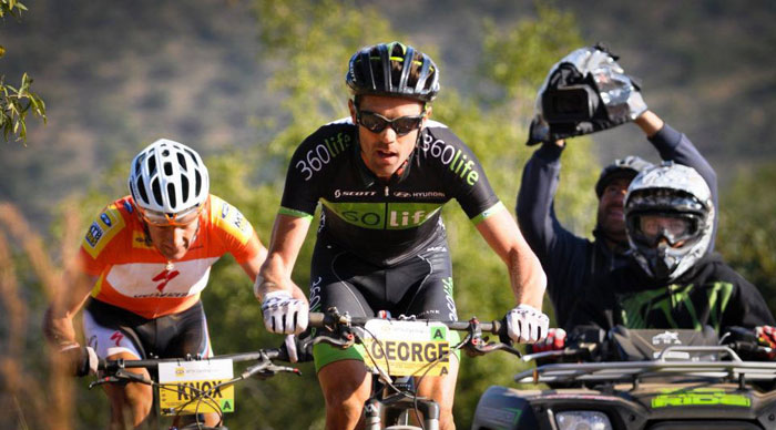 The battle between David George (front) and Max Knox during the latter part of the race. Photo: Zoon Cronje