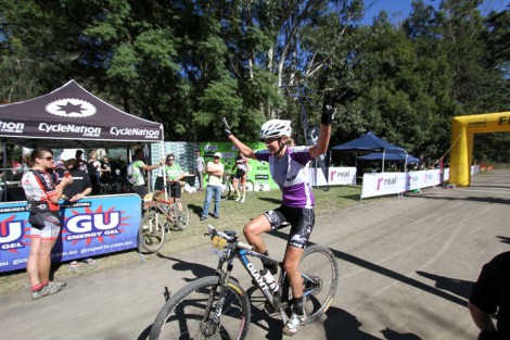 Jenny Fay (Rockstar Racing) crosses the line at St Albans as the winner of the Convtct 100, and strengthens her lead in the Real Insurance XCM Series. Photo: Richie Tyler