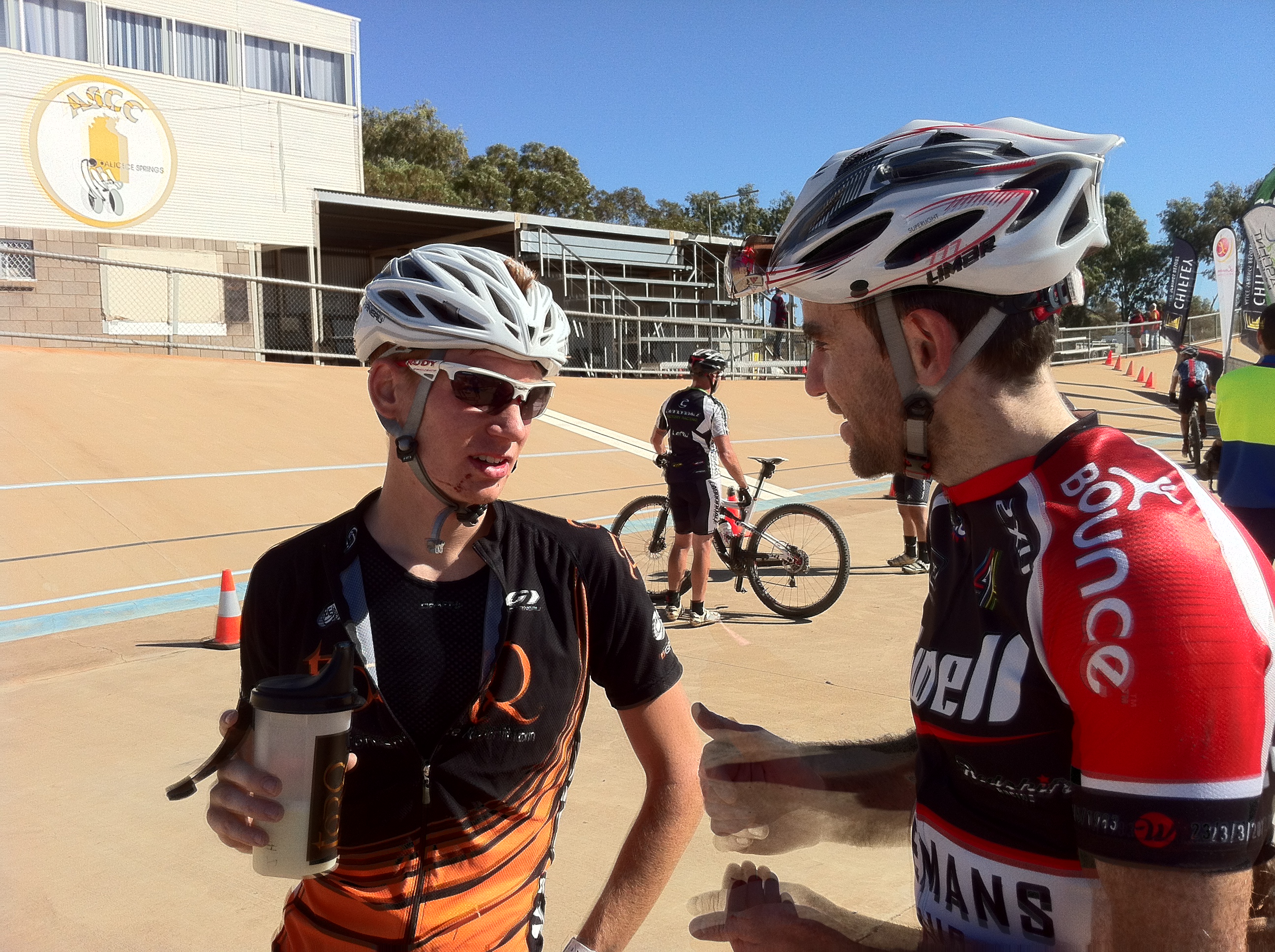 Blair talks to Haig post race.