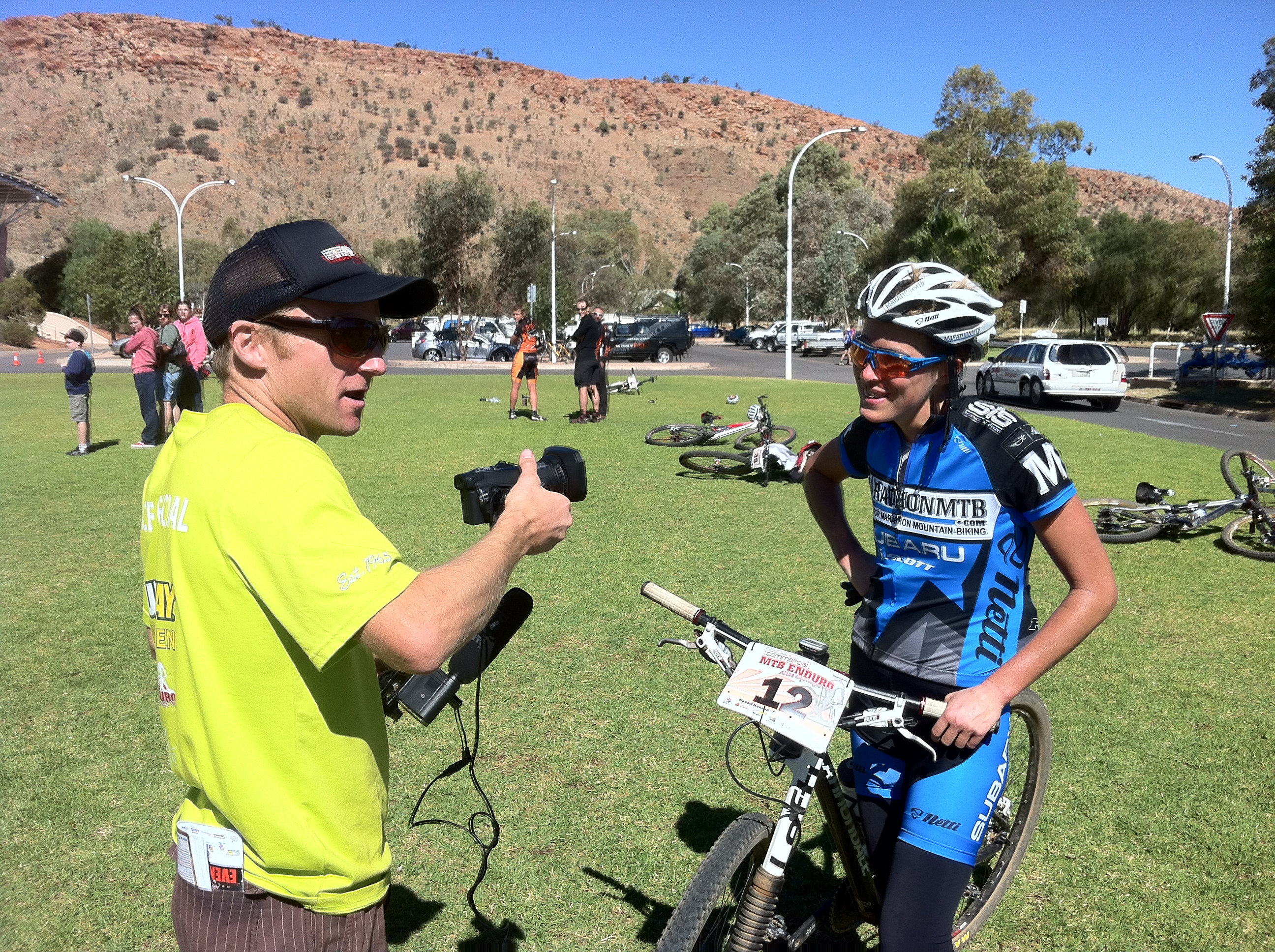 Naomi Hansen being interviewed after her 2nd place on Stage 3.