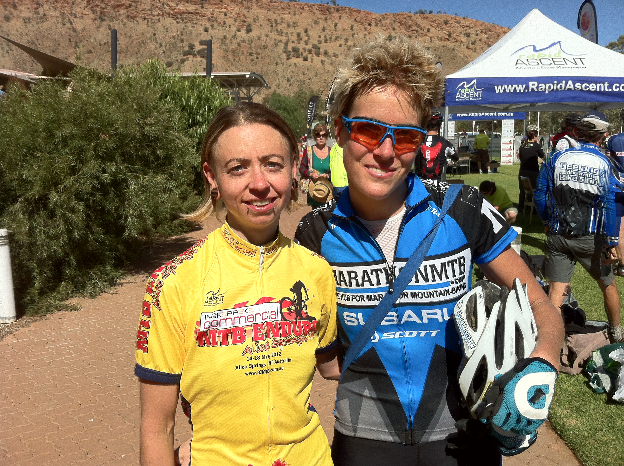 Race Leader Melissa Anset and Naomi Hansen at the finish.