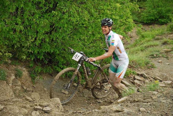 Mud filled tyres and slippery rock - the joys of mountain biking! Photo: Rally di Romagna