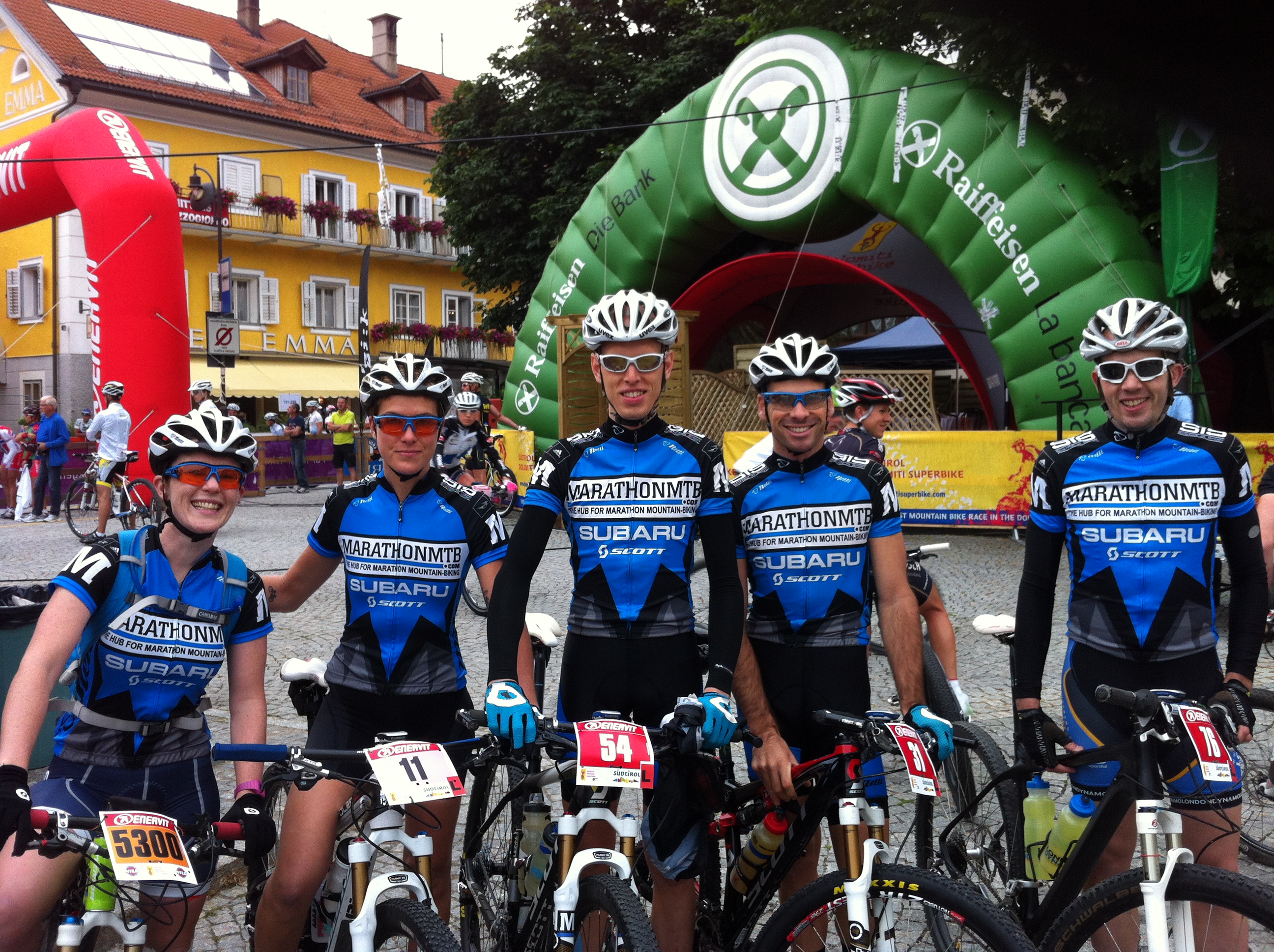 Kath, Naomi, Will, Mike and Stu - ready to get started at the Dolomiti Superbike