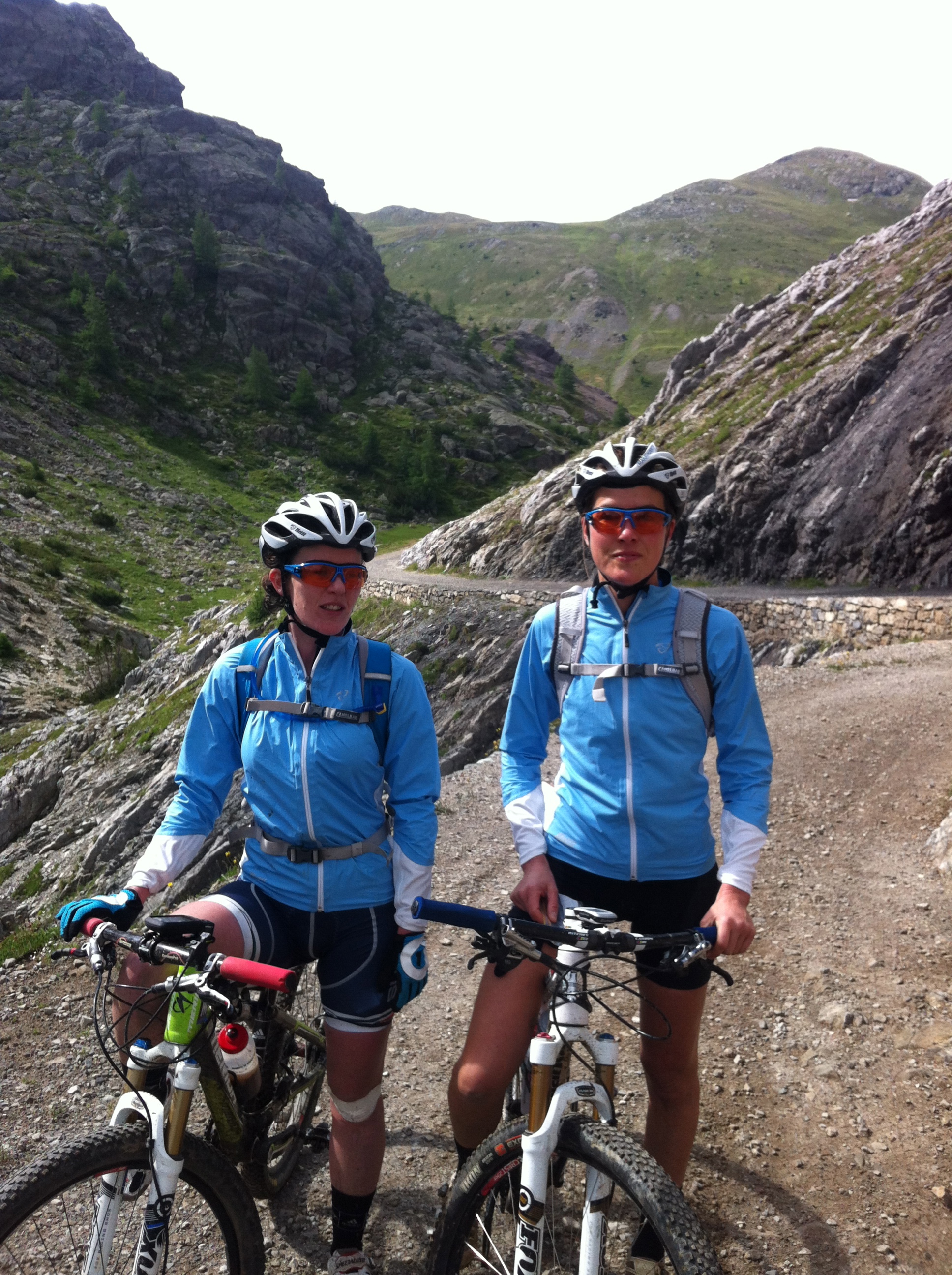 Kath Bicknell and Naomi Hansen, prepared for a good day in the mountains. From Livigno on the way to the Val Mora in Italy.