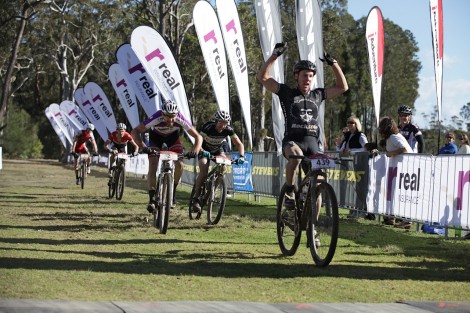 Shaun Lewis takes the Husky 100 win from a bunch sprint. He hasn't lost a sprint in the Series this year. Photo: CycleNation