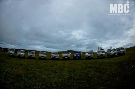 Support vehicles lined up on the rest day. Photo: Margus Riga