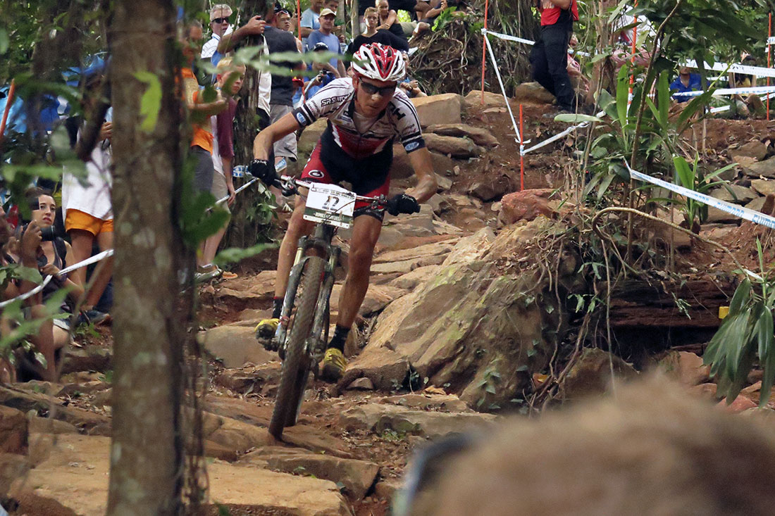 The Cairns course provided challenges for riders, but delivered exciting racing for spectators. Photo: Mike Blewitt