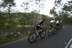 The main break for the day: Shaun Lewis, Andy Blair, Cory Wallace and Adrian Jackson. Photo: Richie Tyler