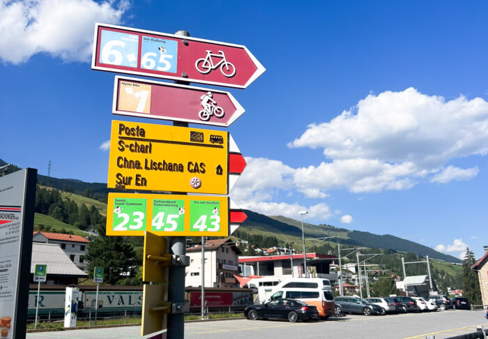 Alpine Bike signage in Scuol.